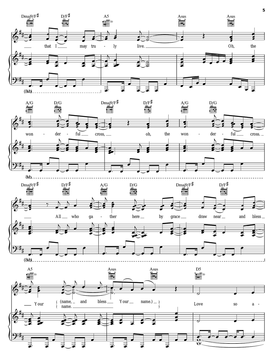 The Wonderful Cross The Wonderful Cross Piano, Vocal, Guitar scores gallery preview page 5