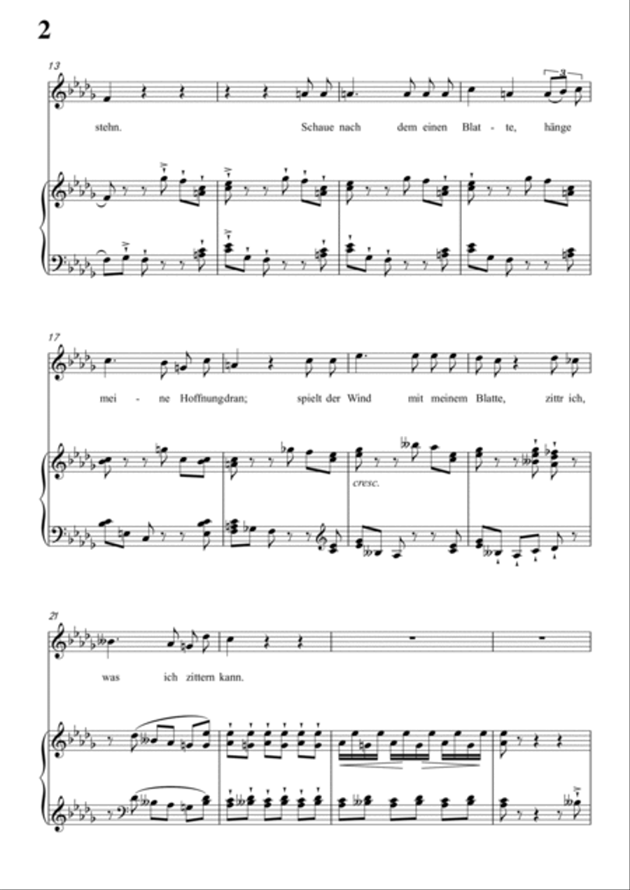 Schubert-Letzte Hoffnung,from 'Winterreise',Op.89 No.16 in bD for Vocal and Piano Voice scores gallery preview page 3