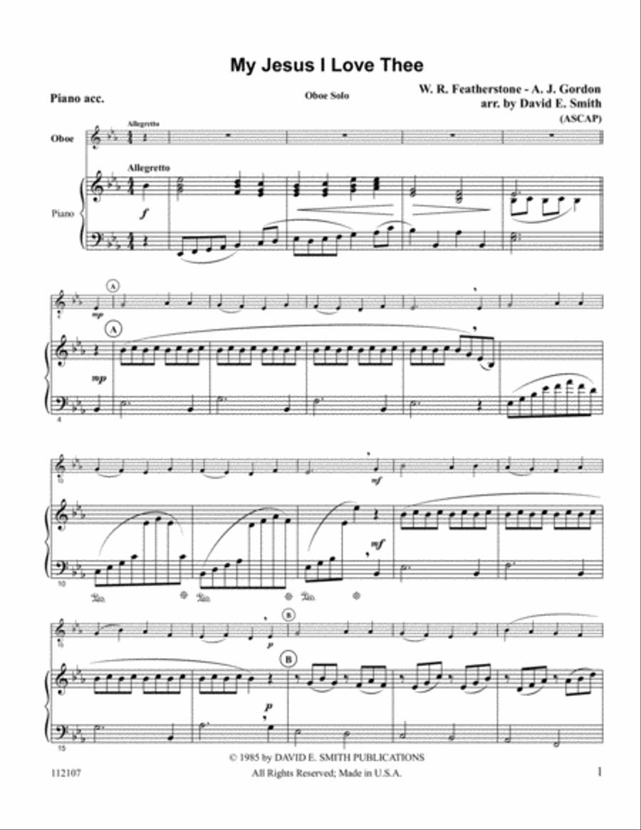 My Jesus I Love Thee Oboe Solo scores gallery preview page 1