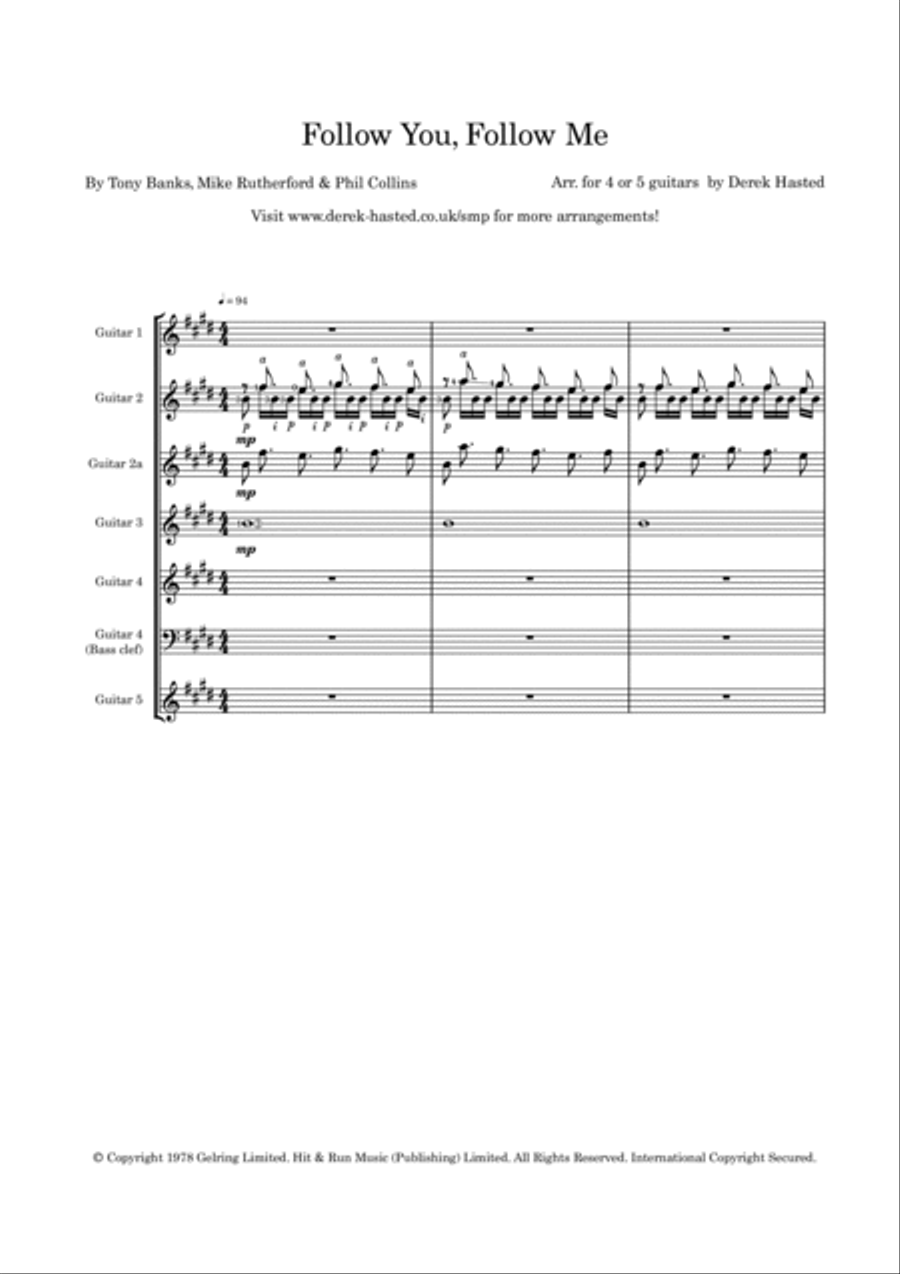 Follow You, Follow Me Guitar Ensemble scores gallery preview page 4