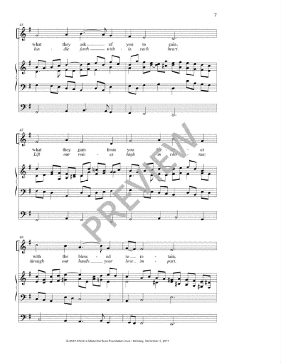 Christ Is Made the Sure Foundation / Voices Raised to You We Offer 4-Part scores gallery preview page 7
