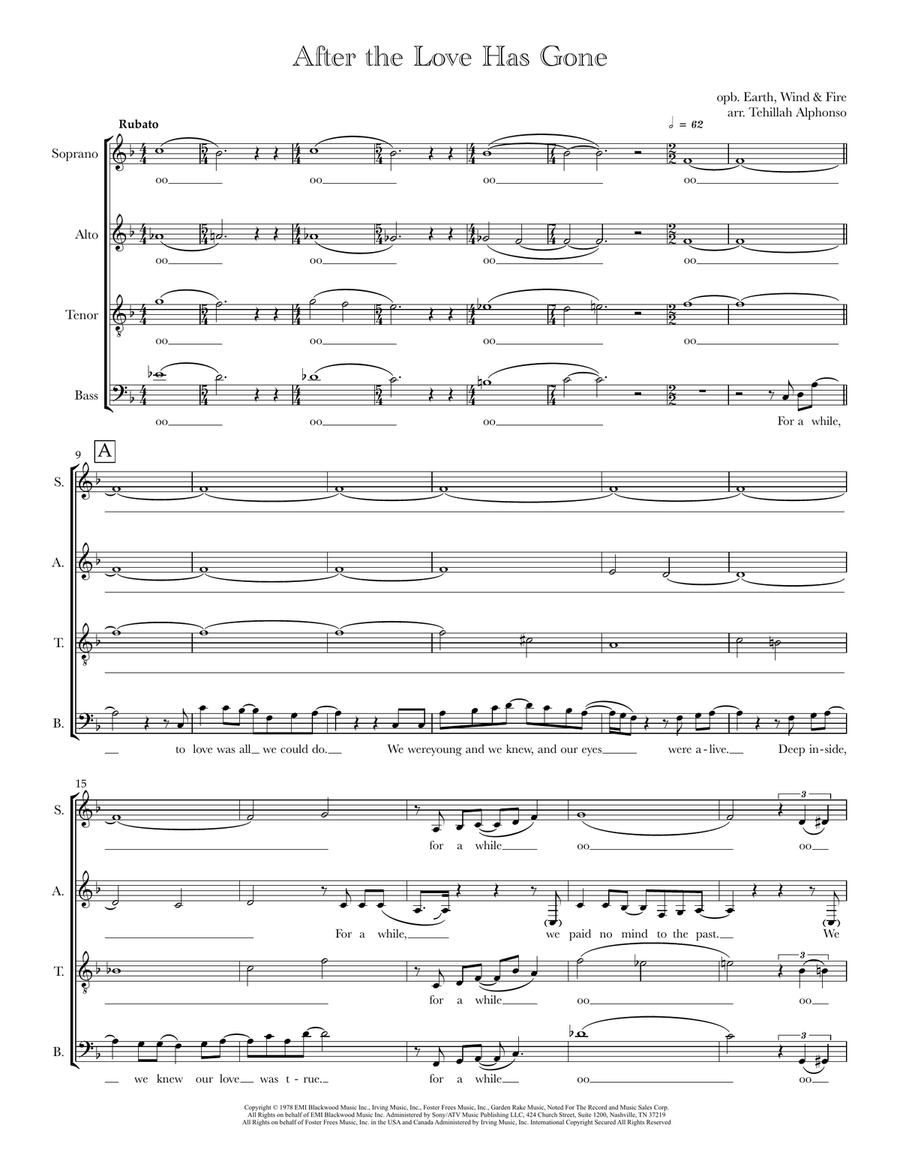 After The Love Has Gone 4-Part scores gallery preview page 1