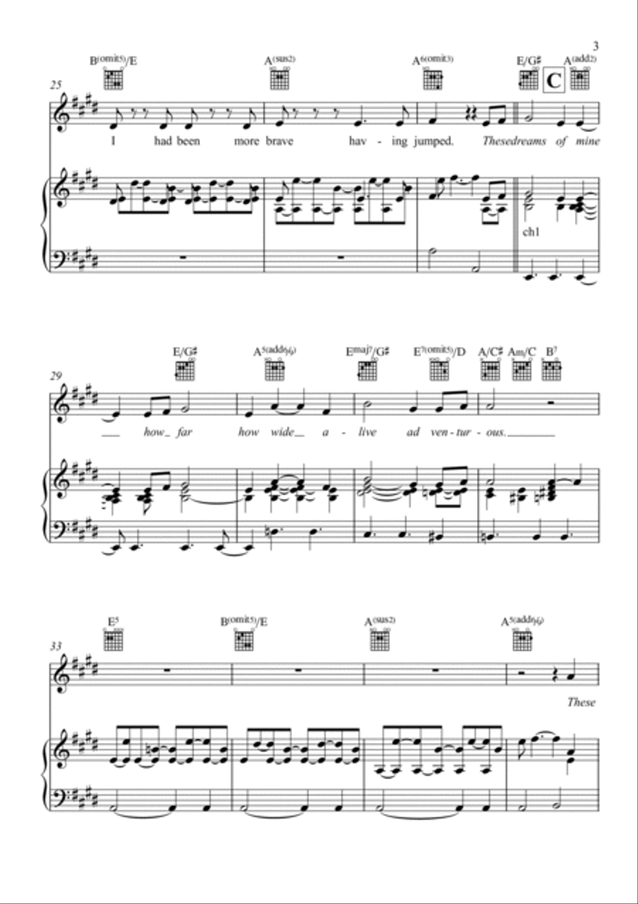 Dreams Of Mine Piano, Vocal, Guitar scores gallery preview page 3