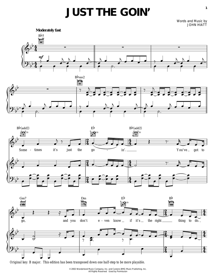 Just The Goin' Just The Goin' Piano, Vocal, Guitar scores gallery preview page 1