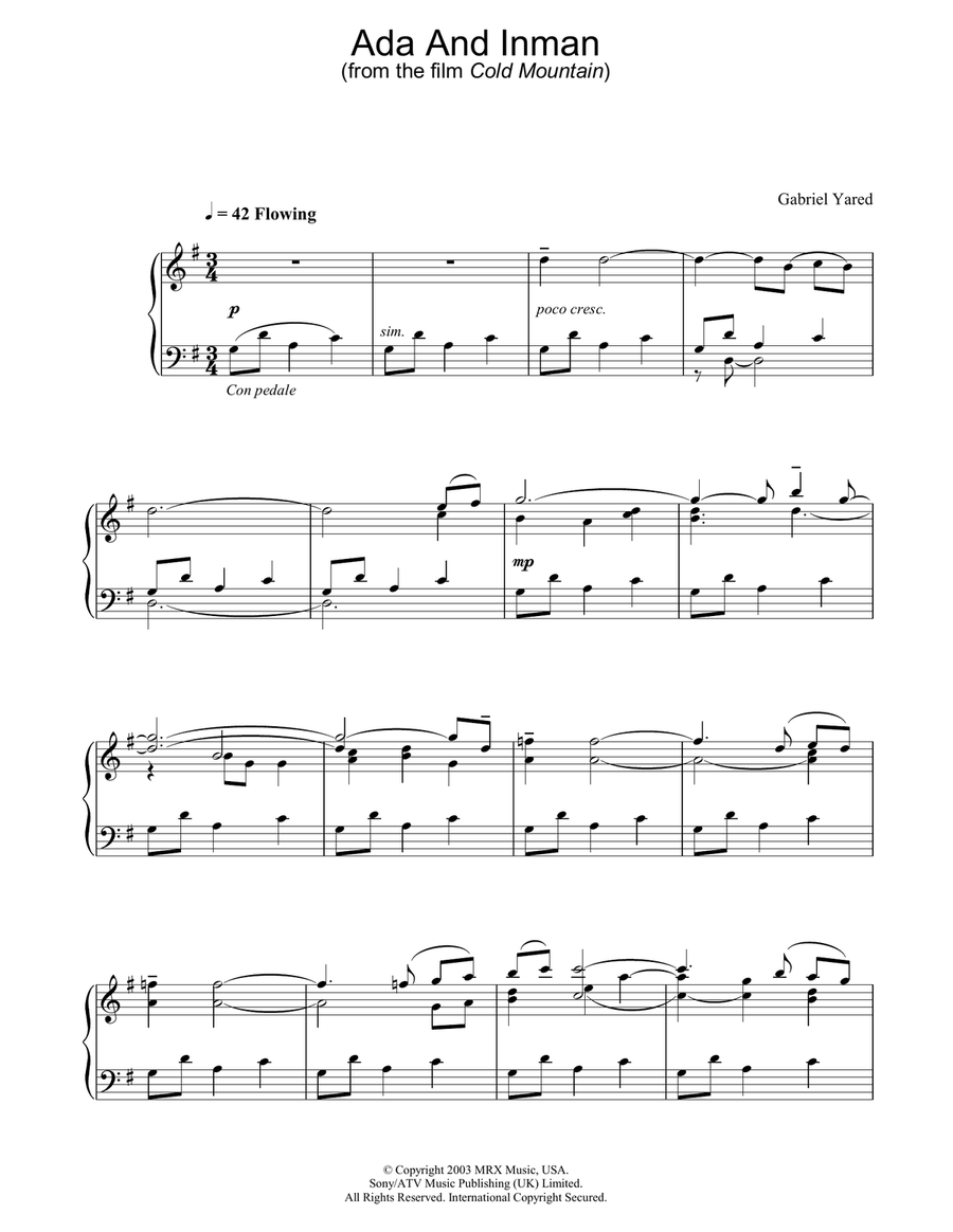Ada And Inman Piano Solo scores gallery preview page 1