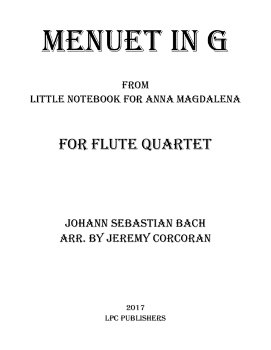 Menuet in G for Flute Quartet Flute Quartet scores gallery preview page 1