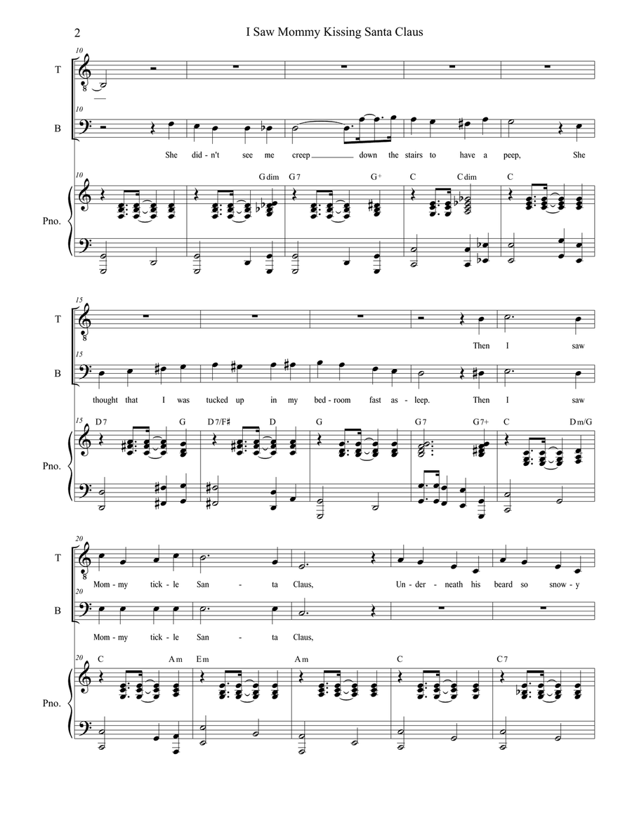 I Saw Mommy Kissing Santa Claus Tenor Voice scores gallery preview page 2