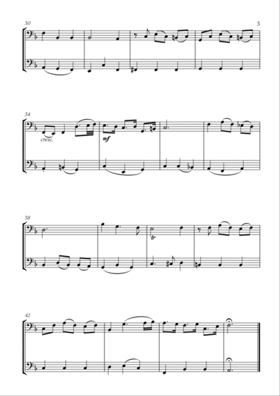 Johann Sebastian Bach - Bist du bei Mir (BWV 508) (F major) (for Trombone and Bassoon) Trombone Duet scores gallery preview page 3