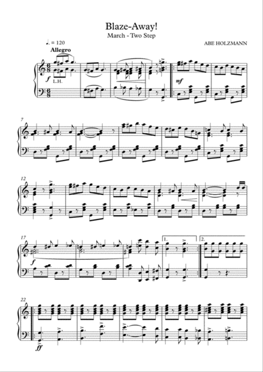 PRB Novelty Piano Series - Blaze Away! (Holzmann) Piano Solo scores gallery preview page 2