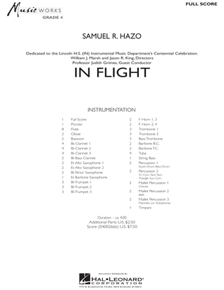 Book cover for In Flight - Full Score