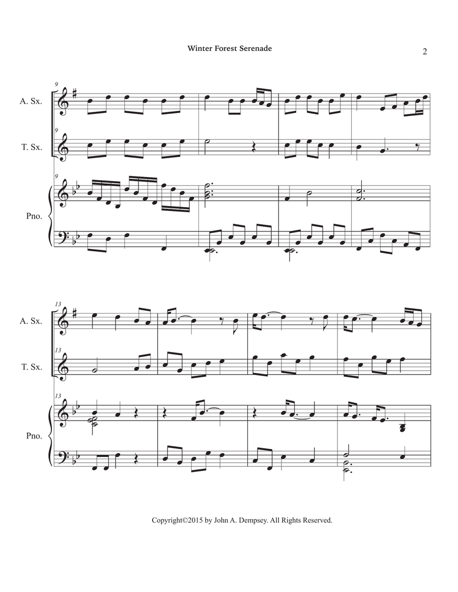 Winter Forest Serenade (Trio for Alto Sax, Tenor Sax and Piano) Small Ensemble scores gallery preview page 6