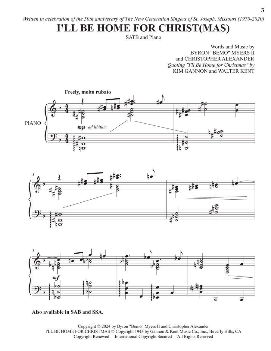 I'll Be Home For Christmas 4-Part scores gallery preview page 3