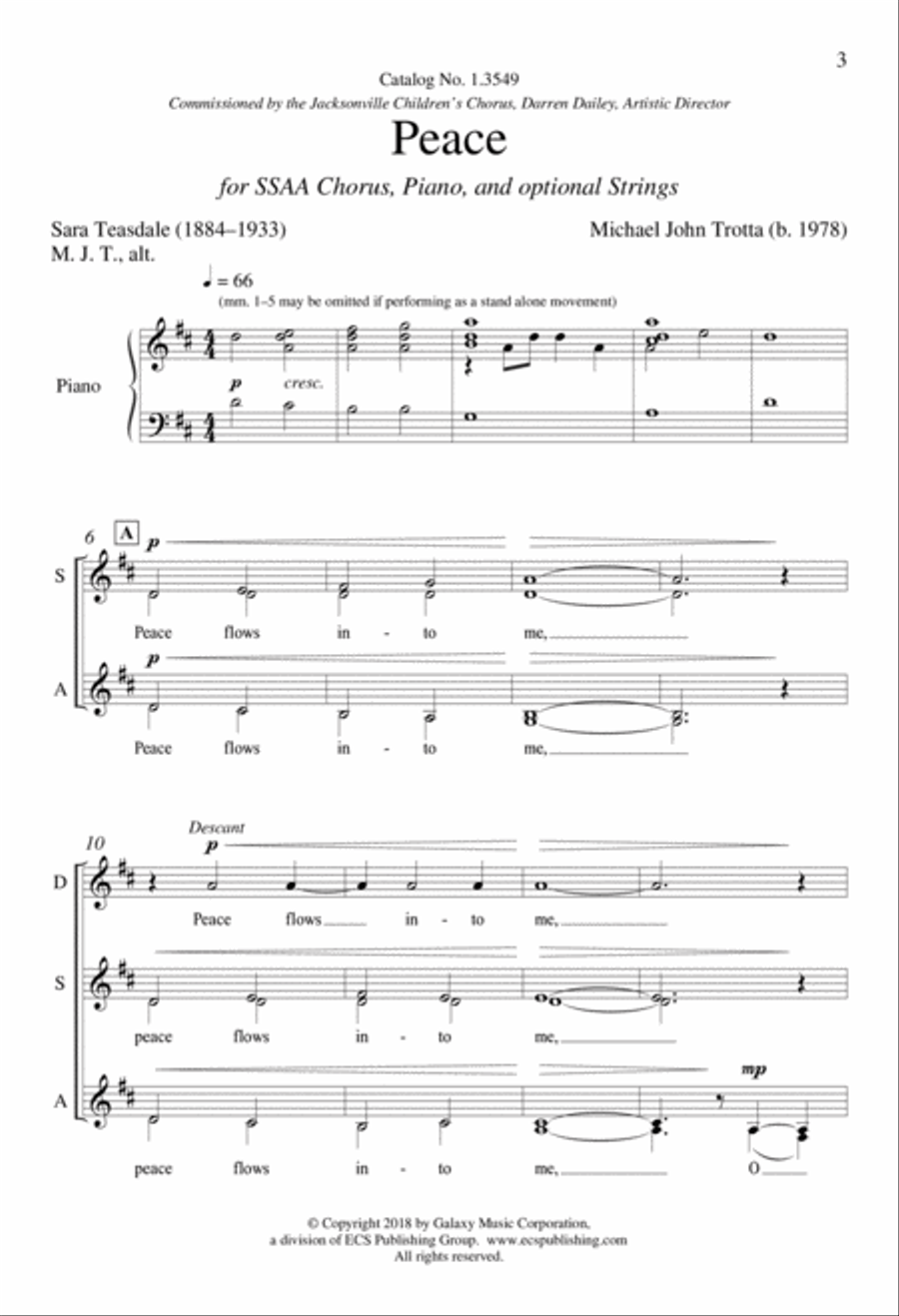 Peace from I Will Sing to the Stars SSAA scores gallery preview page 2