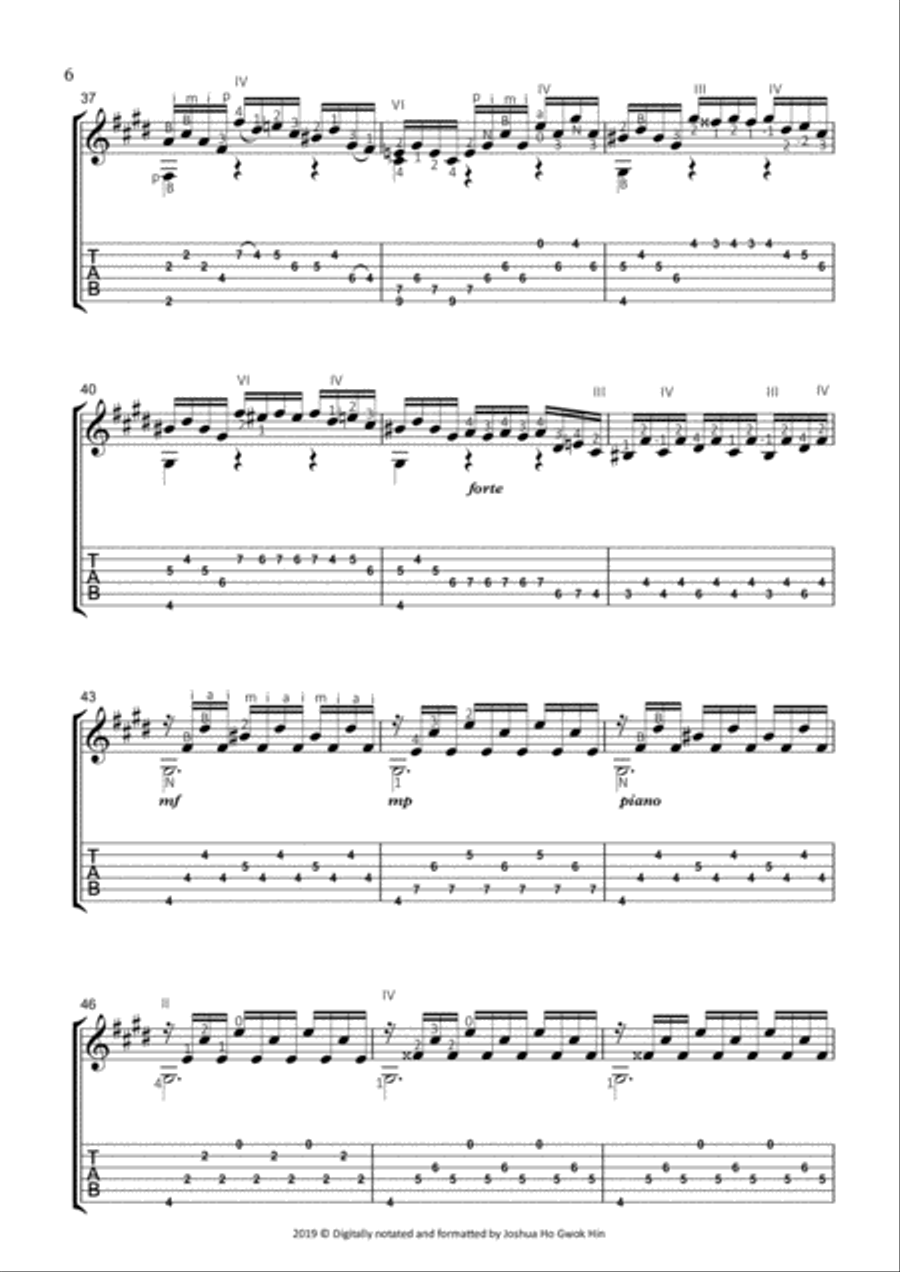 Prelude BWV 1006a John Williams' fingerings Classical Guitar scores gallery preview page 6