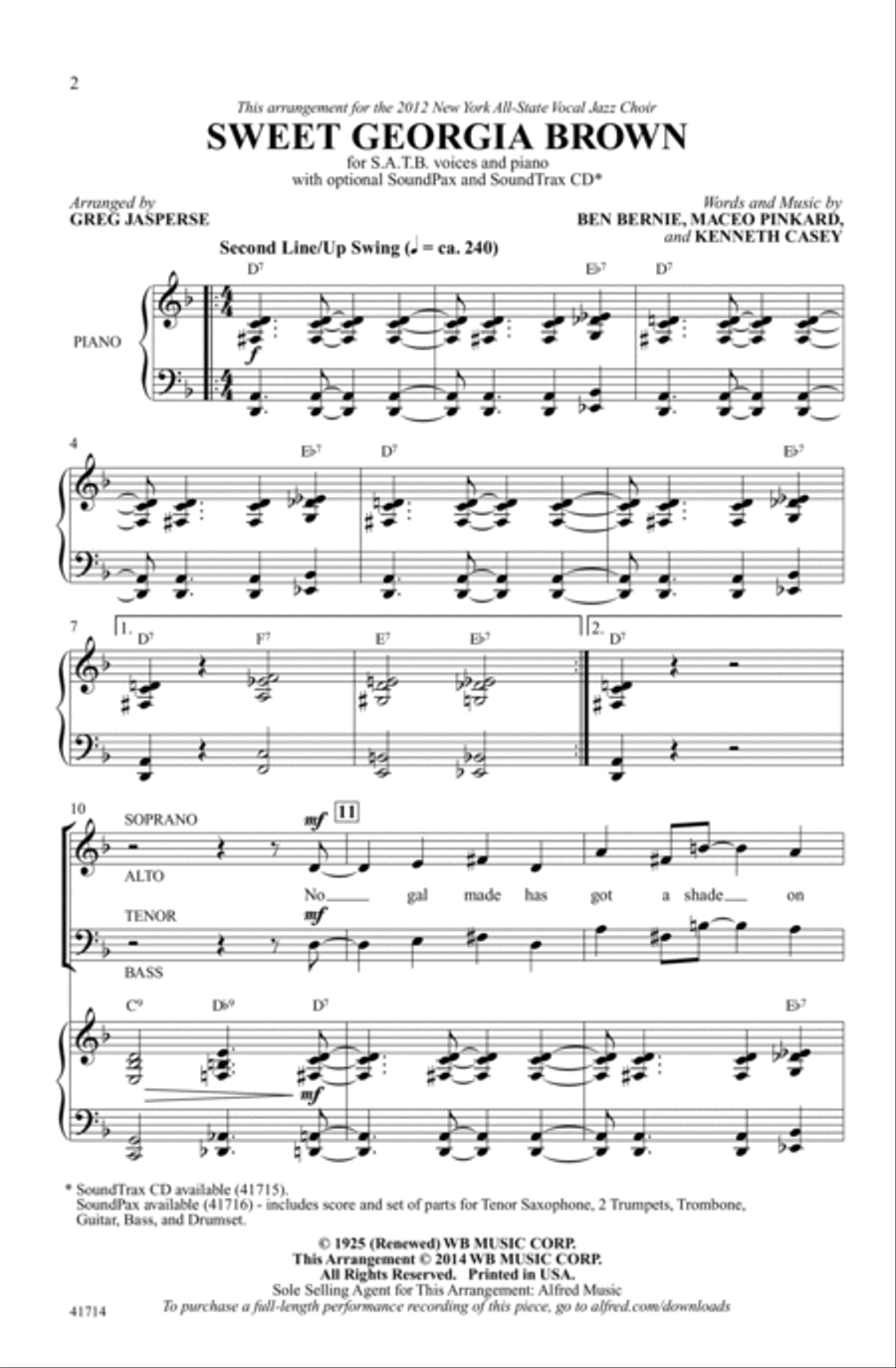 Sweet Georgia Brown Sweet Georgia Brown Choir scores gallery preview page 1