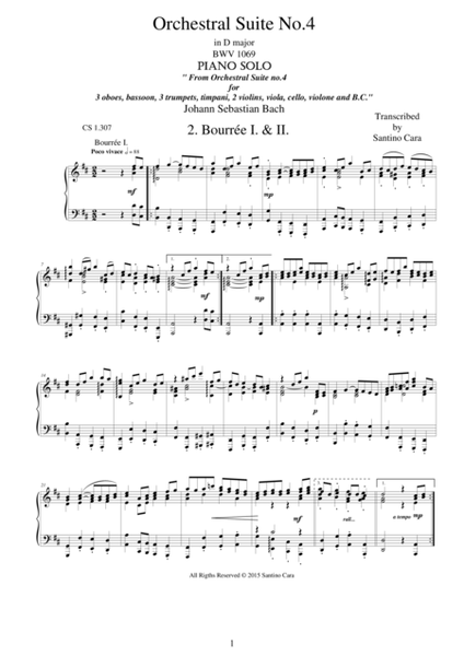 Orchestral Suite No.4 in D major - 2. Bourrée I. & II - Piano version image number null