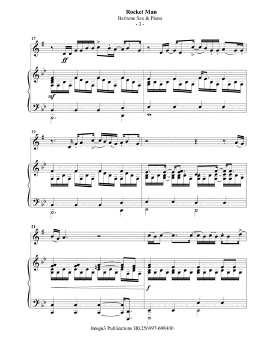 Rocket Man (I Think It's Gonna Be A Long Long Time) Baritone Saxophone scores gallery preview page 4