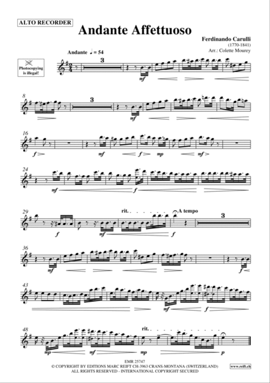 Andante Affettuoso Andante Affettuoso Alto Recorder scores gallery preview page 2