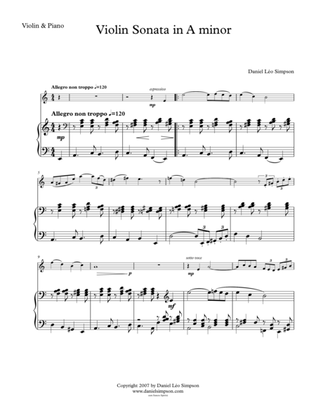 Violin Sonata in A minor (Piano score & Violin part)