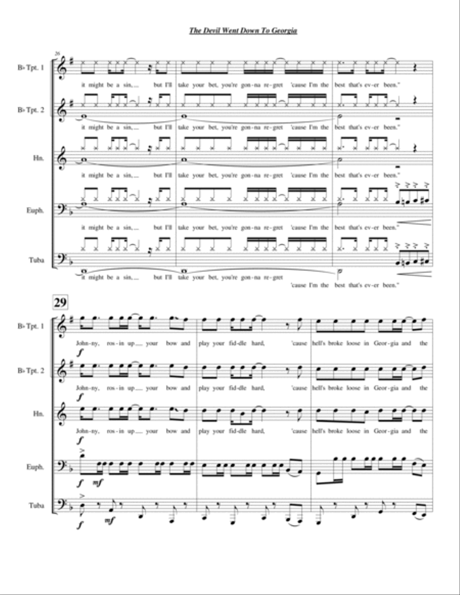 The Devil Went Down To Georgia Brass Ensemble scores gallery preview page 5