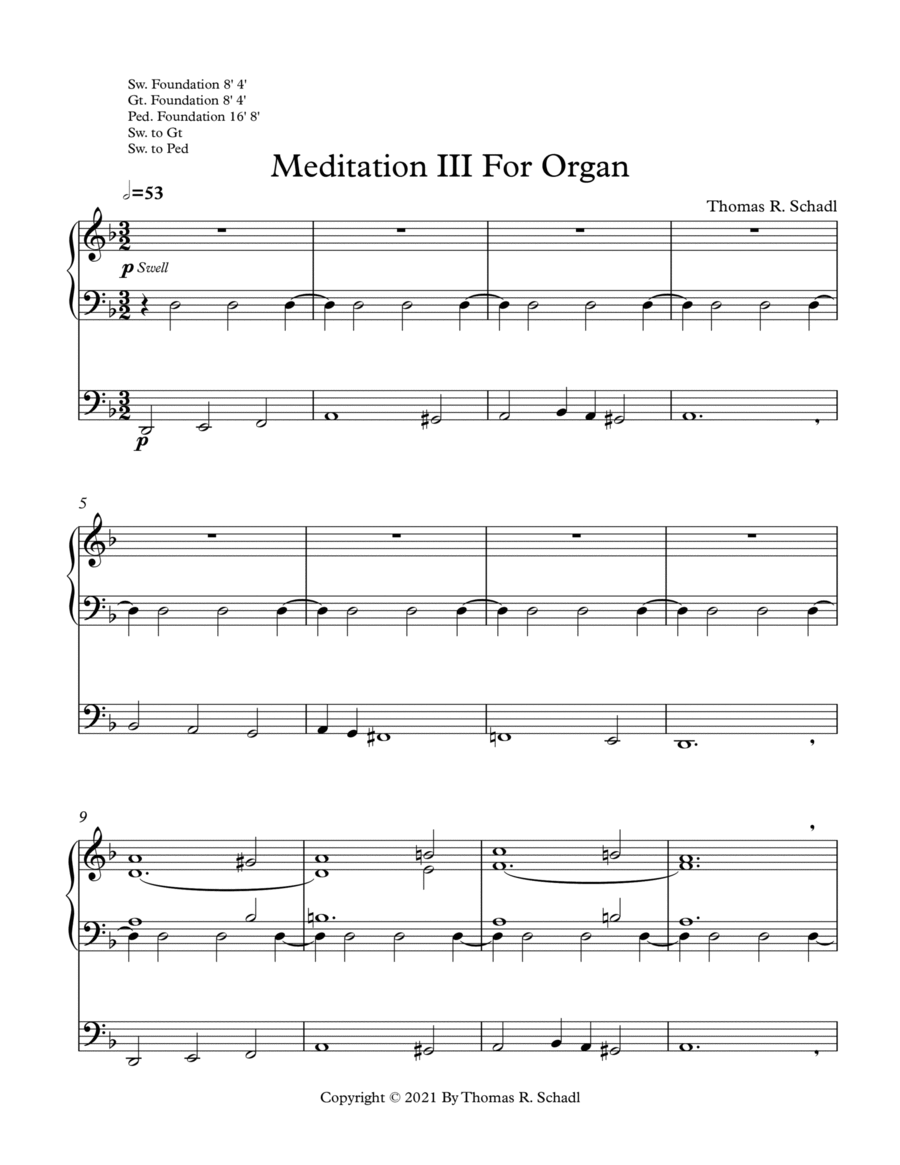 Meditation III For Organ Organ Solo scores gallery preview page 1