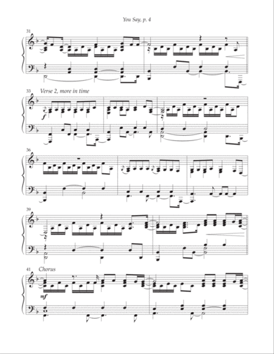 You Say Piano Solo scores gallery preview page 4