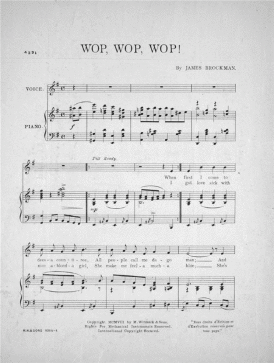 Wop, Wop, Wop! Italian Novelty Song Voice scores gallery preview page 2