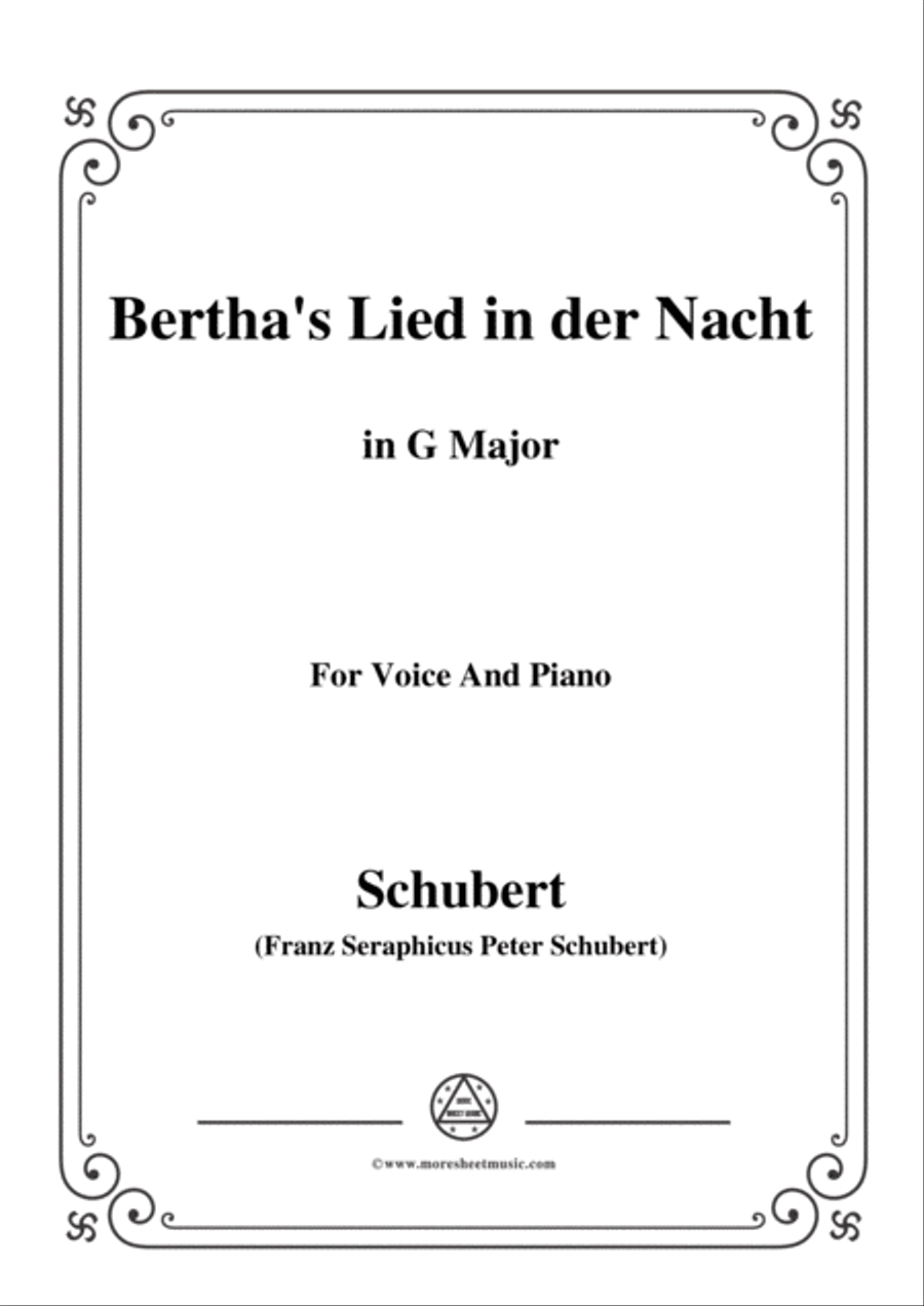 Schubert-Bertha's Lied in der Nacht(Bertha's Night Song),D.653,in G Major,for Voice&Piano Voice scores gallery preview page 1