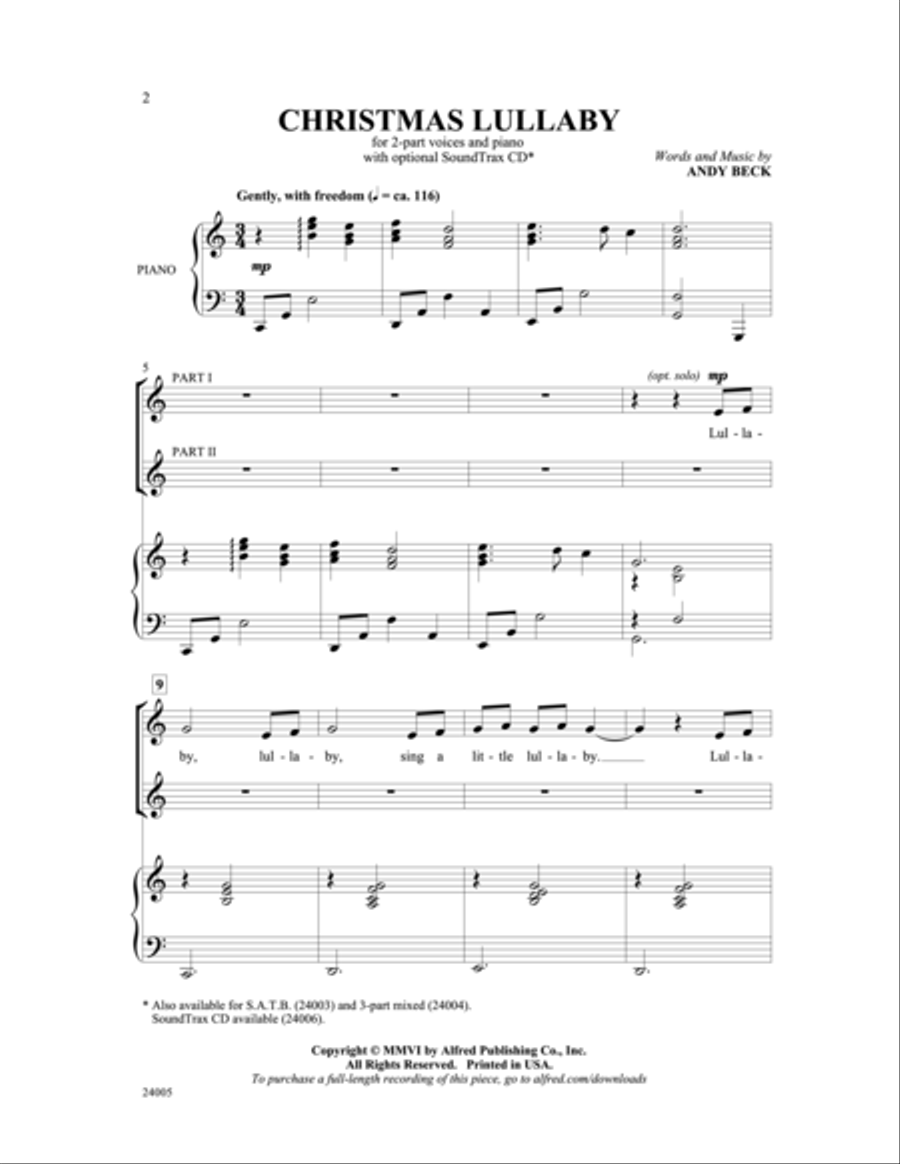 Christmas Lullaby 2-Part scores gallery preview page 2