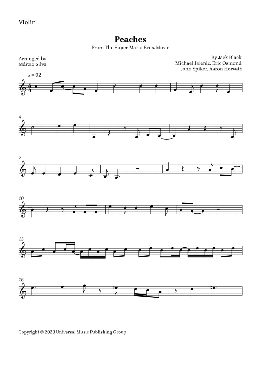 Peaches Violin Solo scores gallery preview page 1