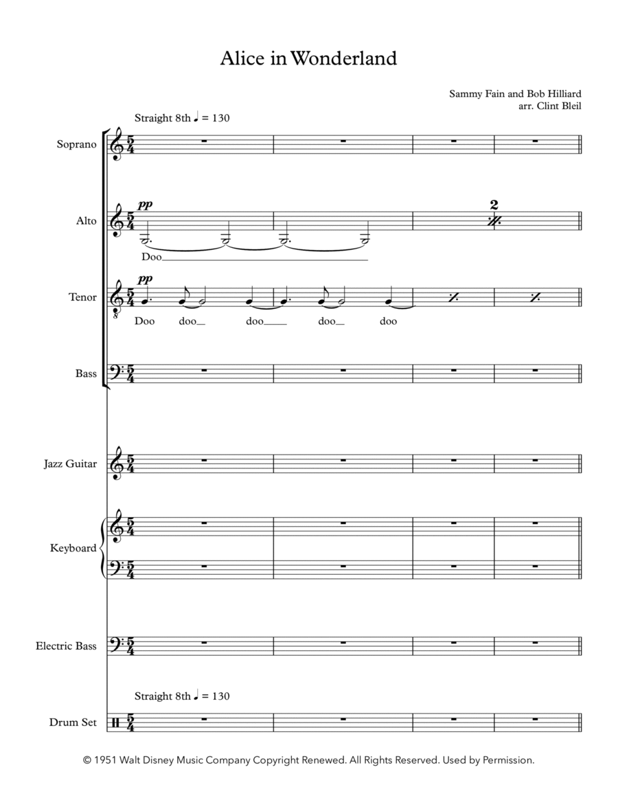 Alice In Wonderland Divisi scores gallery preview page 1