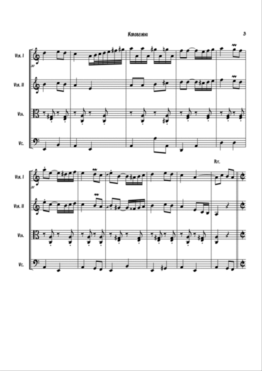 Korobeiniki (Tetris Theme) String Quartet scores gallery preview page 3