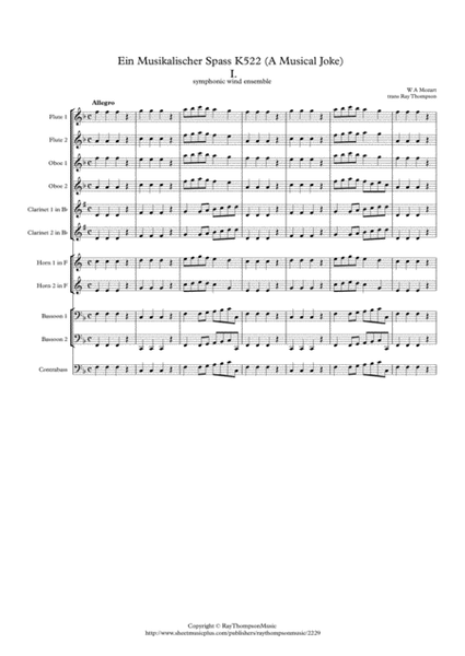 Mozart: Ein Musikalischer Spass (A Musical Joke) K522 Mvt.I Allegro - symphonic wind ensemble image number null