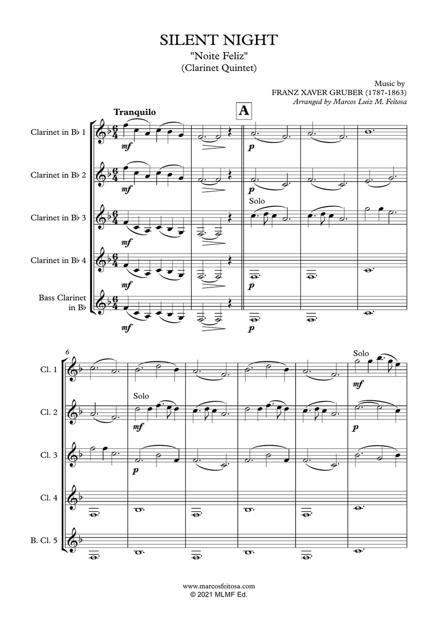Silent Night - Clarinet Quintet Clarinet Quintet scores gallery preview page 3