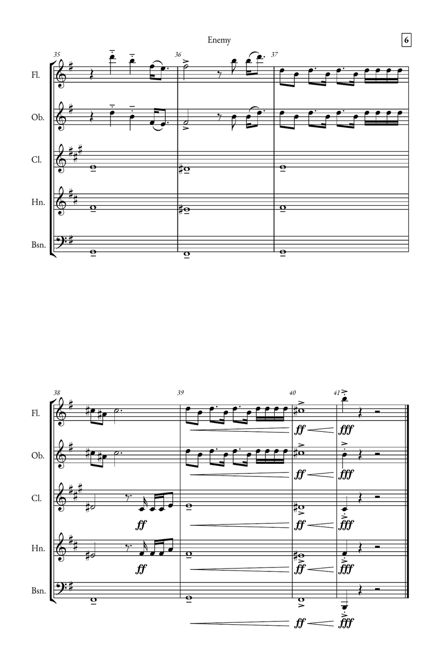 Enemy Woodwind Quintet scores gallery preview page 6
