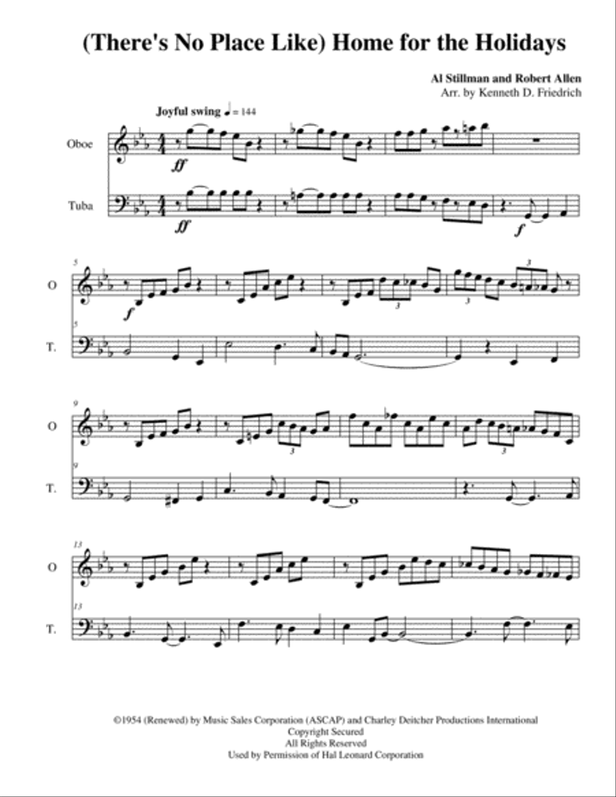 (There's No Place Like) Home For The Holidays Oboe scores gallery preview page 1