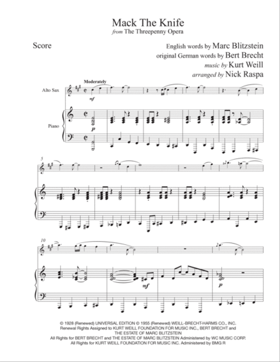 Mack The Knife Alto Saxophone scores gallery preview page 5