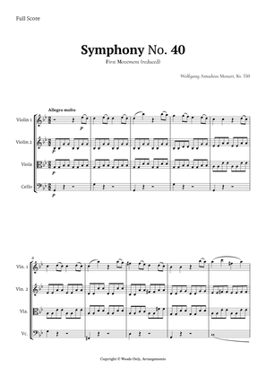 Book cover for Symphony No. 40 by Mozart for String Quartet