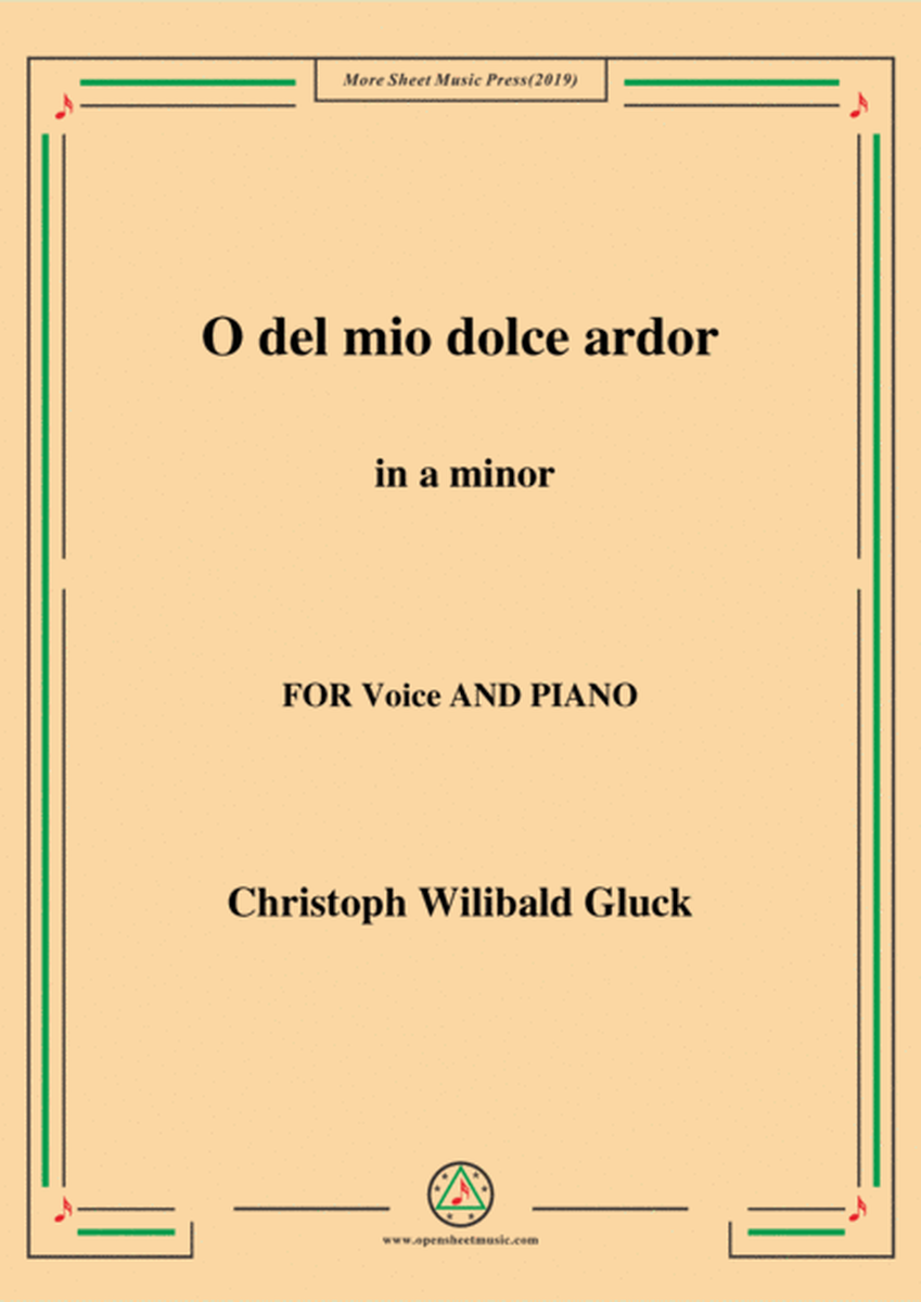 Gluck-O del mio dolce ardor in a minor,for Voice and Piano image number null