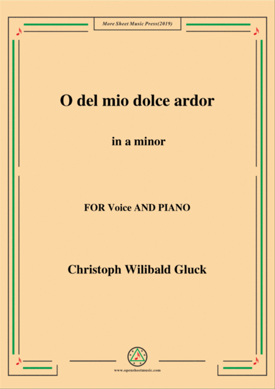 Gluck-O del mio dolce ardor in a minor,for Voice and Piano Voice Solo scores gallery preview page 1