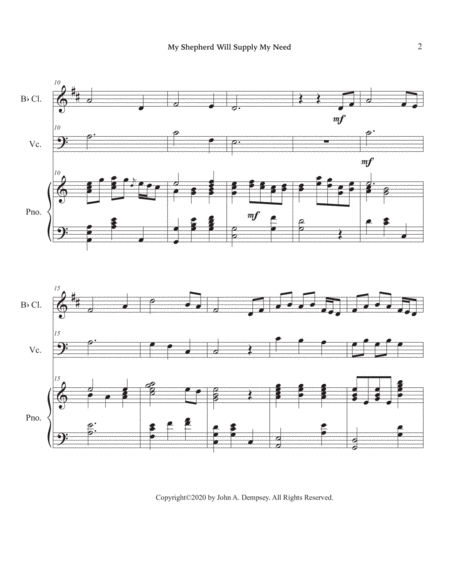 My Shepherd Will Supply My Need (Psalm 23): Trio for Clarinet, Cello and Piano image number null