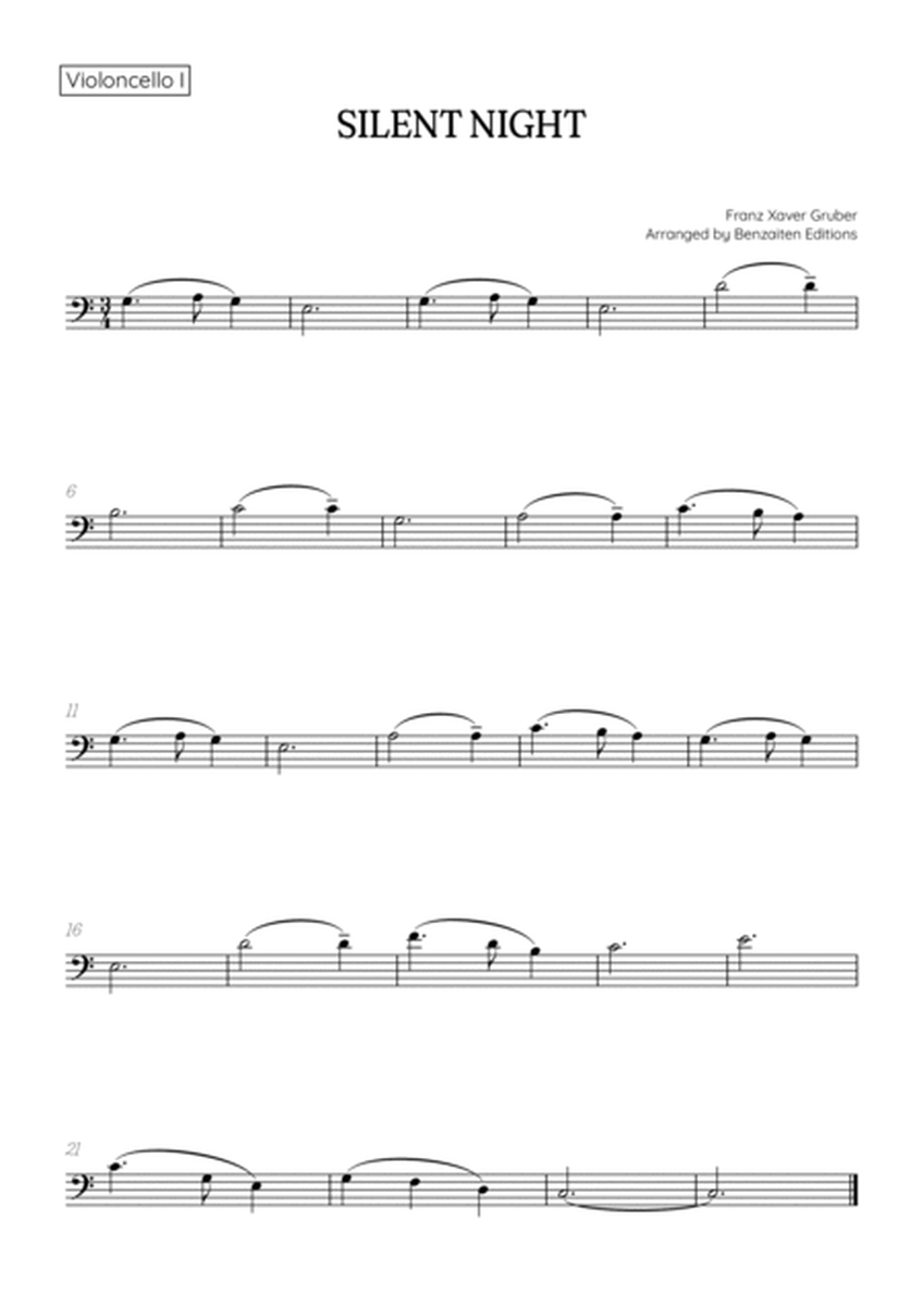 Silent Night for cello duet with piano accompaniment • easy Christmas song sheet music (w/ chords) image number null