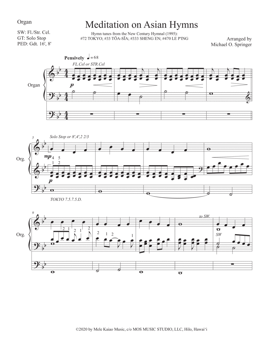 Meditation on Asian Hymns Organ Solo scores gallery preview page 1