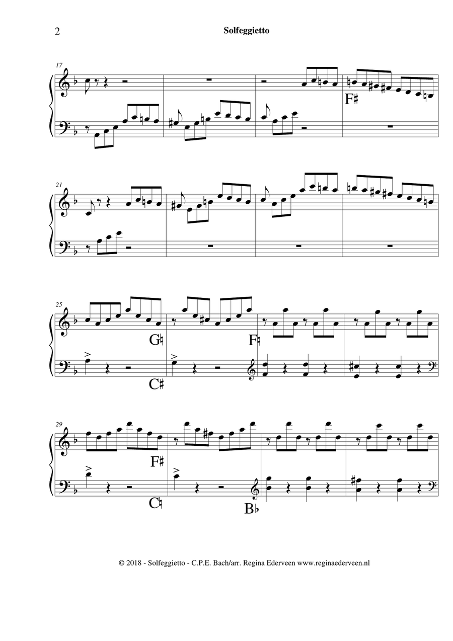 Solfeggietto (C.P.E. Bach) - pedal harp solo Solfeggietto (C.P.E. Bach) - pedal harp solo Pedal Harp scores gallery preview page 2