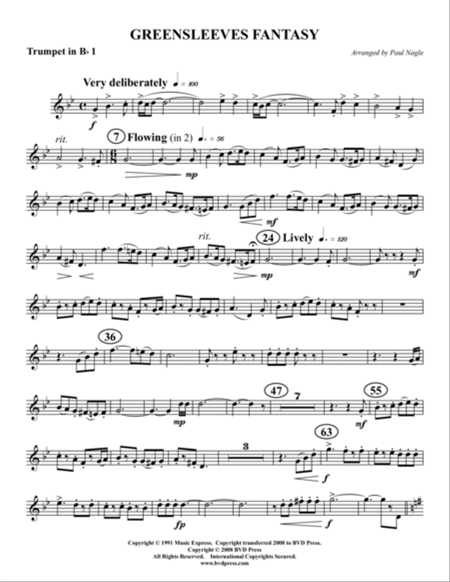 Greensleeves Fantasy Brass Quintet scores gallery preview page 5