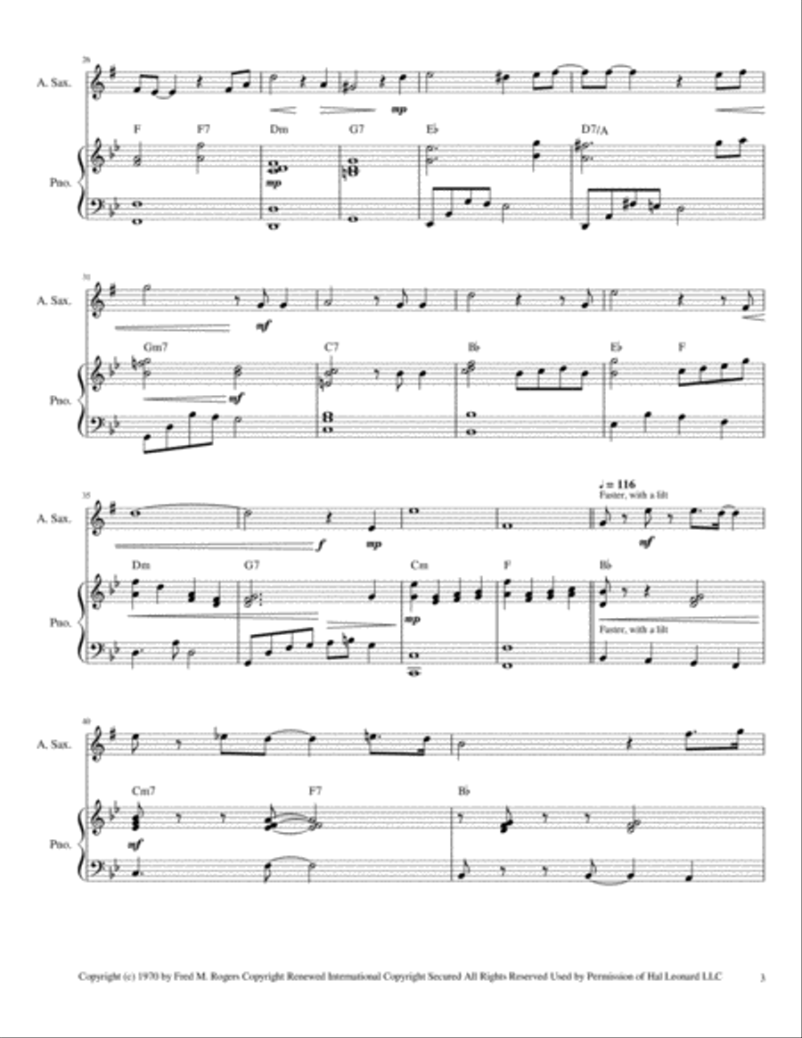 It's You I Like from MISTER ROGERS' NEIGHBORHOOD Small Ensemble scores gallery preview page 4