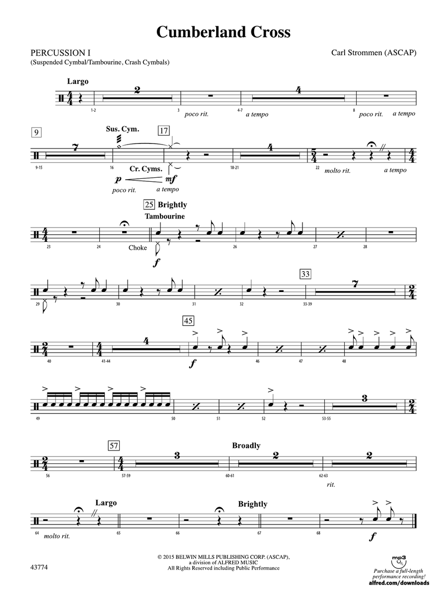Cumberland Cross: 1st Percussion