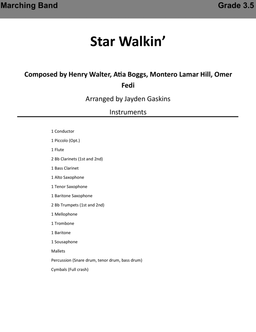 Star Walkin' (league Of Legends Worlds Anthem) Marching Band scores gallery preview page 1