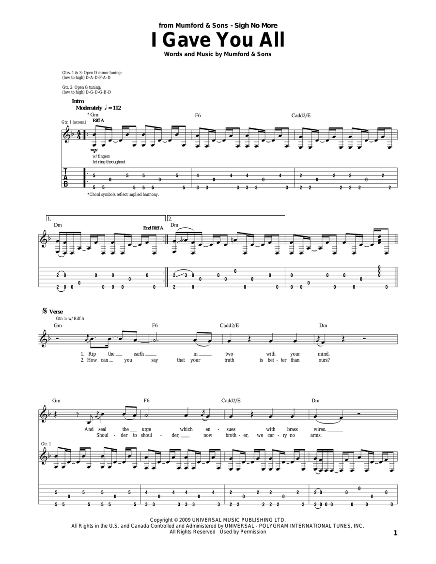 I Gave You All Acoustic Guitar scores gallery preview page 1