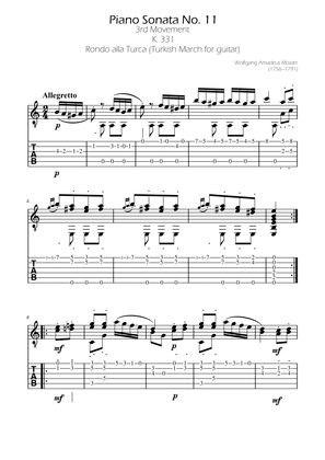 Turkish March TABs For Guitar